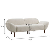 Cloud Haven 83.75 in. Curved 3 Seater Modern Upholstered Chenille Sofa,Beige