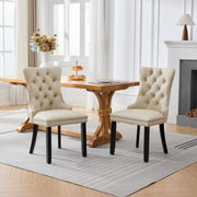 Dining Room Chairs Set of 2,Vintage Sheepskin Texture PU Leather,High Back with Button Tufted & Nailhead Trim,Wood Frame,S-Spring & Resilient Sponge Cushion,Ideal for Kitchen,Beige,SW1101BG