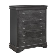Shaker - 5 Pieces Bedroom Set With Crystal Inspired Tufted Headboard And LED Lighting
