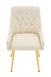 Leather Upholstered Modern Dining Chair with Diamond Tufted Button Back - Dining Room Negotiation Room Cafe Office Accent Chair (Off White, Set of 2)