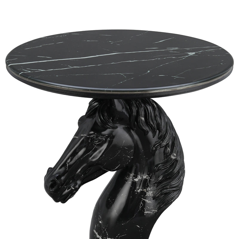 Horse Head Accent Table Animal Statue End Tables Livingroom, Black