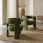 Accent Chair for Living Room, Velvet Comfy Single Sofa Chair Mid-Century Modern Armchair Wooden Legs for Bedroom Office Reading