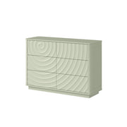 6 Drawer Dresser for Bedroom, 46.5' Wide Modern Large Chest of Drawers with Handle Free & Ripple Design,Wooden Clothes Storage Organizer for Closet, Nursery, Living Room, Apartment, Sage Green