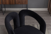 Contemporary Designed Velvet Fabric Upholstered Accent/Dining Chair /Barrel Side Chairs Kitchen Armchair for Living Room set of 2 (Black Velvet)
