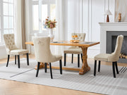 Dining Room Chairs Set of 2,Vintage Sheepskin Texture PU Leather,High Back with Button Tufted & Nailhead Trim,Wood Frame,S-Spring & Resilient Sponge Cushion,Ideal for Kitchen,Beige,SW1101BG