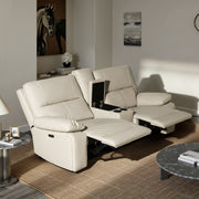 Malibu 79' Modern Power Motion 3-Piece Reclining Loveseat Sofa with Cup Holders, Cream Taupe Beige