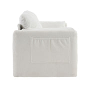 Modern 3 Seater Sofa Chenille Couch Plush Triple Seater Sofa With High Density Foam Cushions, Deep Seat Living Room Couch For Family Room, Apartment & Home Theater - Ivory White