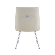 Leather Upholstered Modern Dining Chair with Diamond Tufted Button Back - Dining Room Negotiation Room Cafe Office Accent Chair (Light Gray, Set of 2)