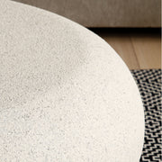 43.31''Fiberglass Elliptical Coffee Table for Living Room Vintage Table,Matte Rocks Table front of the Sofa, Irregular Center Table,No Need Assembly,Cream White