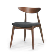 Mid-Century Modern 5-Piece Dining Set with Rubberwood Frame, Ergonomic Chairs in Walnut and Charcoal Finish