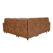 Foil Fabric upholstered L-Shape Sectional Sofa Bed with Pull Out Sleeper and Storage, Convertible Corner Couch with Cup Holders & Side Pockets for Living Room