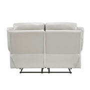 Silver Loveseat Reclining Motion Seats Leather Upholstery Solid Wood Living Room Furniture 1pc 2-Seater Theater Couch
