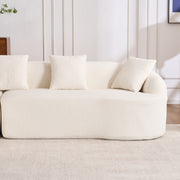 Boneless L-Shape Sectional Sofa with Curved Chaise,White Modular Chenille Compression Couch,30D High-Density Foam,Minimalist Modular Couches Sleeper for Living Room Bedroom Apartment Lounge.