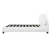 Cream-colored Boucle Upholstered Bed with Rubber Wood Foot ,Queen