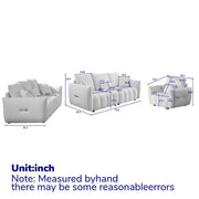 1 Seater + 3 Seater + 3 Seater, Combo Sofa Modern Living Room Sofa, Teddy Sofa, Wooden Frame, 7 Cushions, Apartment Sofa Furniture