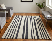 Maguire Transitional Abstract, Ivory/Black