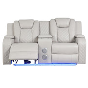 BENZ LED & Power Reclining Loveseat Made With Faux Leather in Ice