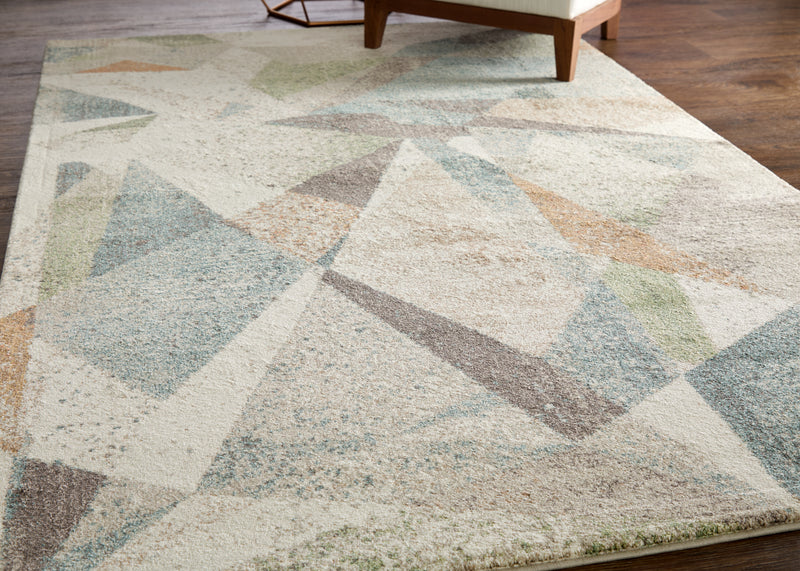Eden Modern Color Block, Ivory/Blue/Green
