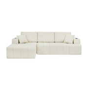 108' L-Shaped Chenille Sectional Sofa, Cloud Style Boneless Sofa with Chaise, Modern Upholstered Couch with Cup Holders & Side Pockets, Compression Sofa for Living Room, No Assembly Required, Black