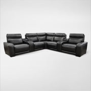 Summit Triple-Power 7-Piece Reclining Sectional with Modern Sound and Two Consoles