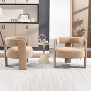 Accent Chair for Living Room, Velvet Comfy Single Sofa Chair Mid-Century Modern Armchair Wooden Legs for Bedroom Office Reading