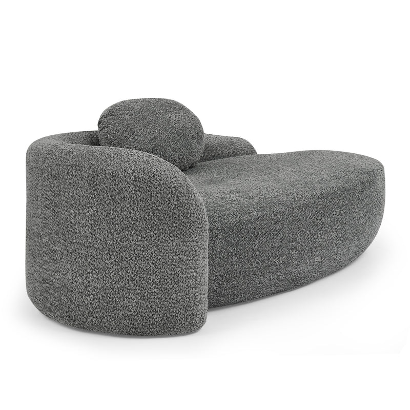 Modern Oval Single Lazy Sofa Chair with Integrated Backrest, Side Armrest and Pillow, Compact Space-Saving Lounge Chair for Living Room Bedroom-Dark Gray
