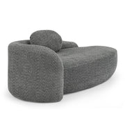 Modern Oval Single Lazy Sofa Chair with Integrated Backrest, Side Armrest and Pillow, Compact Space-Saving Lounge Chair for Living Room Bedroom-Dark Gray