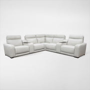 Summit Triple-Power 7-Piece Reclining Sectional with Modern Sound and Two Consoles