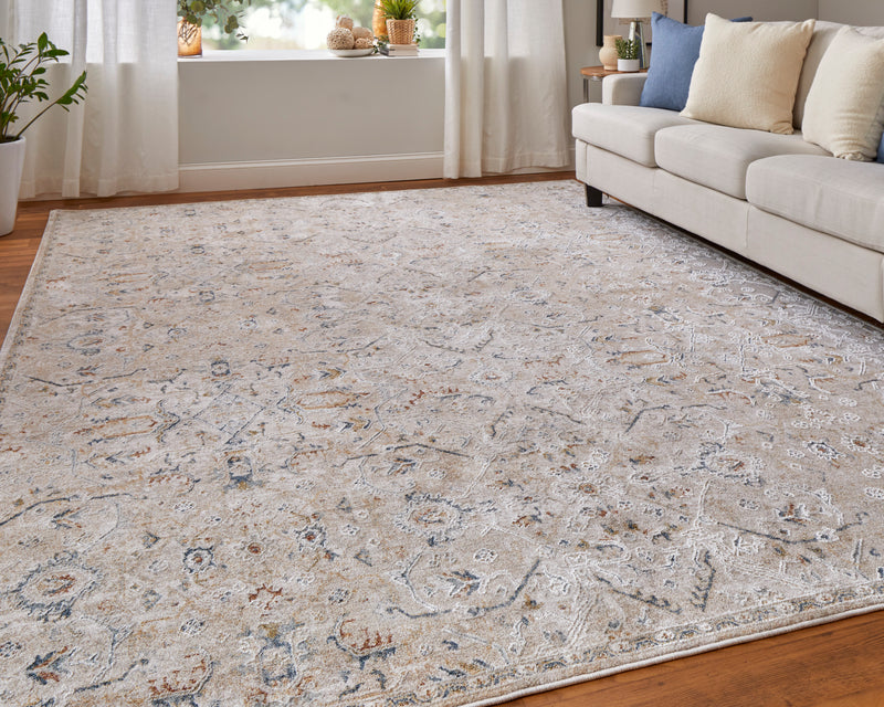 Pasha Transitional Distressed, Taupe/Ivory/Blue