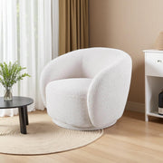 Swivel Accent Chair, Boucle Fabric Upholstered Barrel Chair, Single Sofa Single Armchair for Living Room