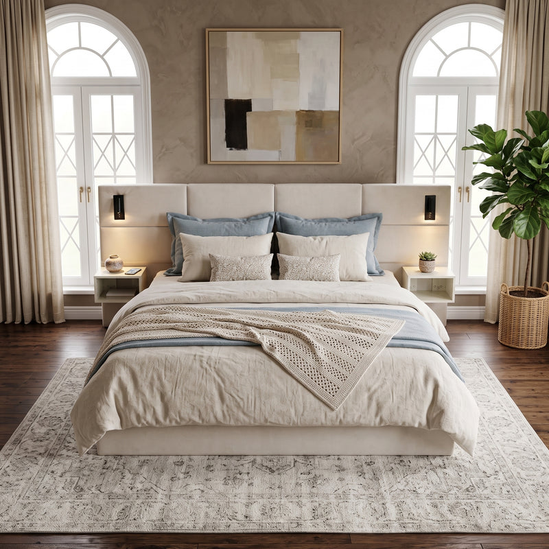 Soft, Comfortable, Luxurious Upholstered Smart Bed with Reading Light,King