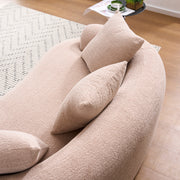 Old Sku: W2231P292607 Compression Loveseat Sofa, Curved Modern Styles Sofa for Small Spaces & Apartments, 30D Chenille No-Assembly,3 Throw Pillows. Warm Beige.