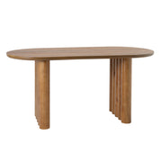 5-Piece Indoor Dining Set with Oval MDF Table and Beige PU Arm Chairs in Walnut Brown Finish