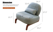 Cute Accent Chair with Solid Wood Legs, Faux Leather Living Room Chair with Soft Cushion, Cozy Bedroom Chair, Comfy Armless Reading Chair for Apartment, Waiting Room, Balcony (Blue)