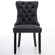 Dining Room Chairs Set of 2,Vintage Sheepskin Texture PU Leather,High Back with Button Tufted & Nailhead Trim,Wood Frame,S-Spring & Resilient Sponge Cushion,Ideal for Kitchen,Charcoal Black,SW1101BK