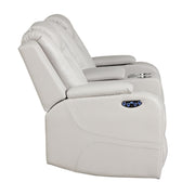 BENZ LED & Power Reclining Loveseat Made With Faux Leather in Ice