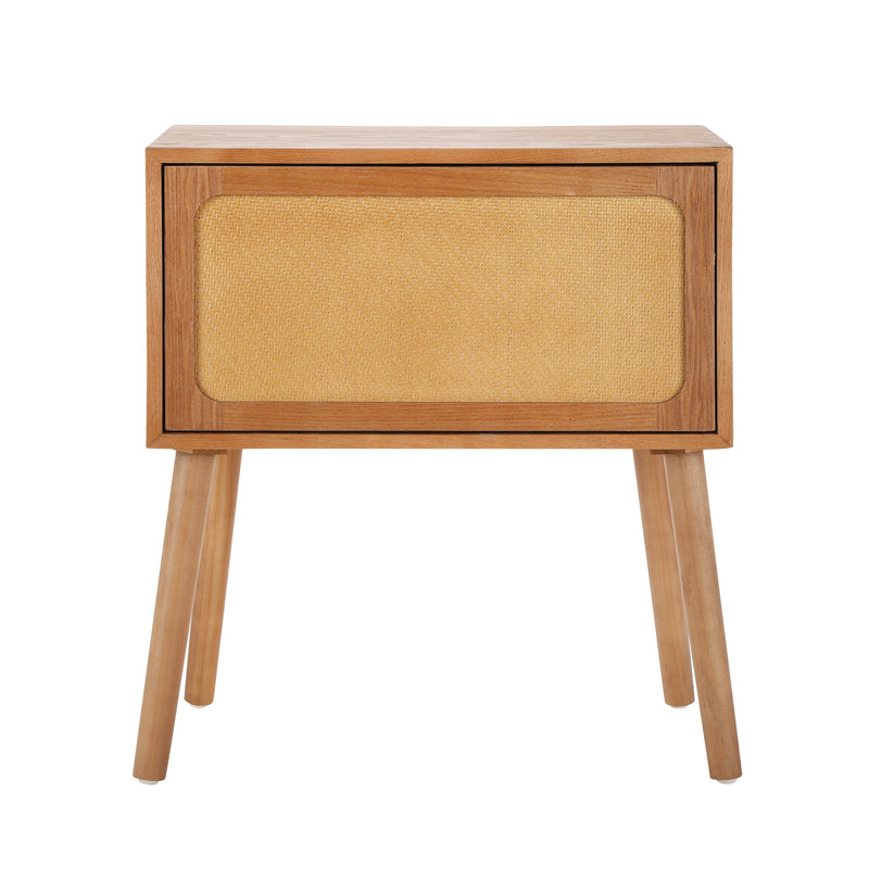Rotating Hidden Compartment Nightstands, Mid Century Modern Concealment Furniture, Rattan Bed Side Table, Compartment End Table with Wood Legs, Bedside Tables for Bedroom, Living Room, Dorm, Natural