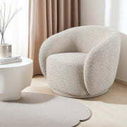 Swivel Accent Chair, Boucle Fabric Upholstered Barrel Chair, Single Sofa Single Armchair for Living Room