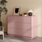 6 Drawer Dresser for Bedroom, 46.5' Wide Modern Large Chest of Drawers with Handle Free & Ripple Design,Wooden Clothes Storage Organizer for Closet, Nursery, Living Room, Apartment,Pink