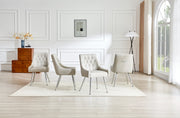 Leather Upholstered Modern Dining Chair with Diamond Tufted Button Back - Dining Room Negotiation Room Cafe Office Accent Chair (Light Gray, Set of 2)