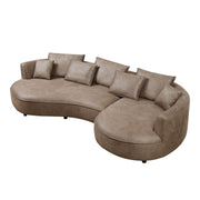 Modern Sectional Curved Sofa Couch for Living Room,Leathaire Upholstered 5-Seat Sofa Couch, Technology Cloth Couch Set for Apartment Office,Brown