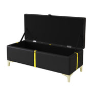 2-Pieces Bedroom Sets,Queen Size Upholstered Platform Bed with Hydraulic Storage System,Storage Ottoman with Metal Legs,Black(Old SKU:N733S207778B)