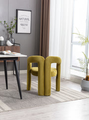 Contemporary Designed Velvet Fabric Upholstered Accent/Dining Chair /Barrel Side Chairs Kitchen Armchair for Living Room set of 2 (Olive Velvet)