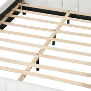 Queen Size Upholstered Bed Frame With Boucle Fabric And Thick Headboard, Off white