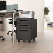 3 Drawer Mobile File Cabinet Under Desk Office, Simple Style Versatile Storage Cabinet For Legal / Letter / A4 Files, 5 Wheel Design Anti-Tilting Cold Rolled Steel Waterproof Moisture-Proof