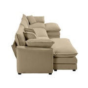 Modern Oversized Modular Cushion Sofa With Ottoman, Low Back, Deep Seating Sofa Set
