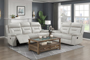 Silver Loveseat Reclining Motion Seats Leather Upholstery Solid Wood Living Room Furniture 1pc 2-Seater Theater Couch