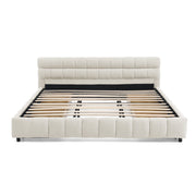 California King size Upholstered Bed ,comfortable upholstered bed frame, Chenille fabric, with headboard and solid bed frame. With drawer for storage.-Beige(90.5''*80.5''*31'')