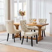 Dining Room Chairs Set of 2,Vintage Sheepskin Texture PU Leather,High Back with Button Tufted & Nailhead Trim,Wood Frame,S-Spring & Resilient Sponge Cushion,Ideal for Kitchen,Beige,SW1101BG