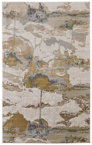Aura Modern Watercolor, Gray/Ivory/Gold